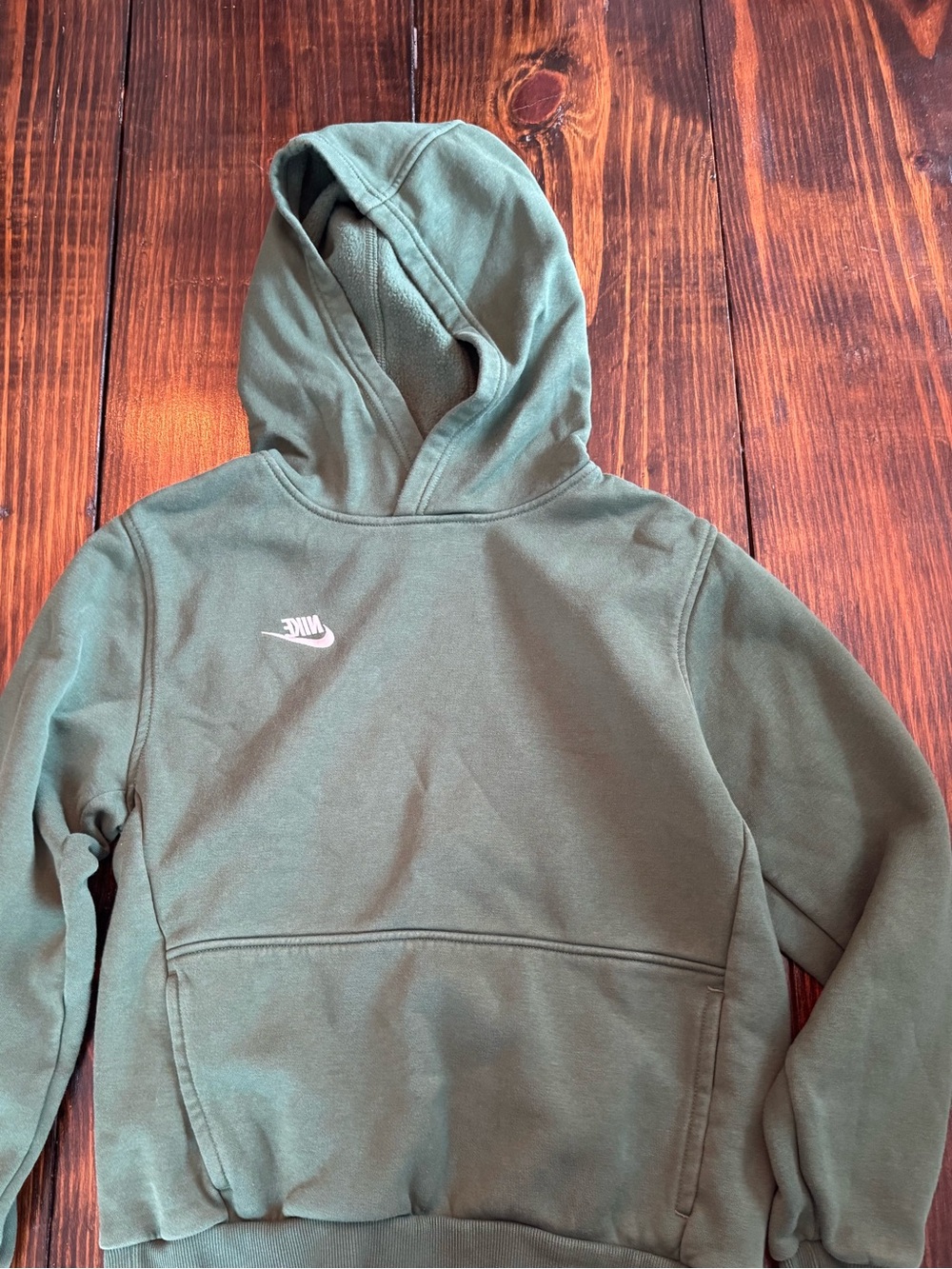 Nike Kids Hunter Green Pullover Hoodie with Small Logo